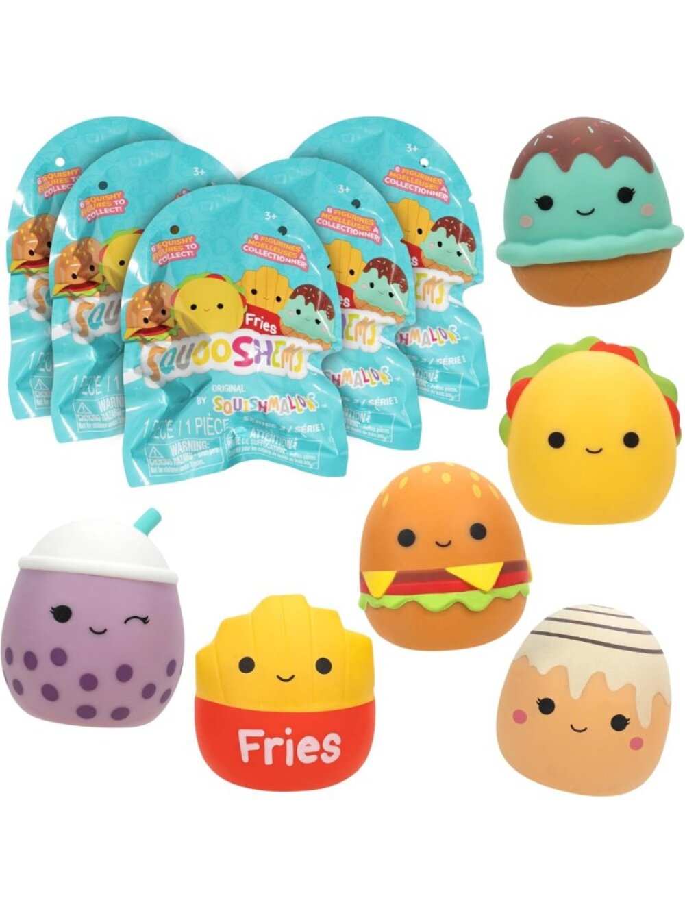 Collectible Mini Squishy Food Toys - 5-Pack Mystery Blind Bag - Fun Gift for